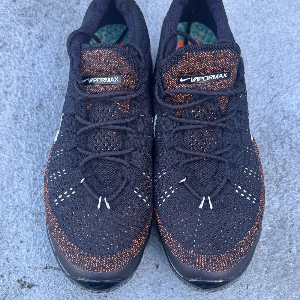 Nike VaporMax 2023 Flyknit Black and Orange Men's Athletic Shoes